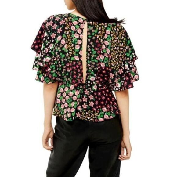 Topshop Austin Patch Floral Short Sleeve 2 - Picture 2 of 6